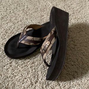 COACH Chocolate Brown Wedge Foam Thong Sandal